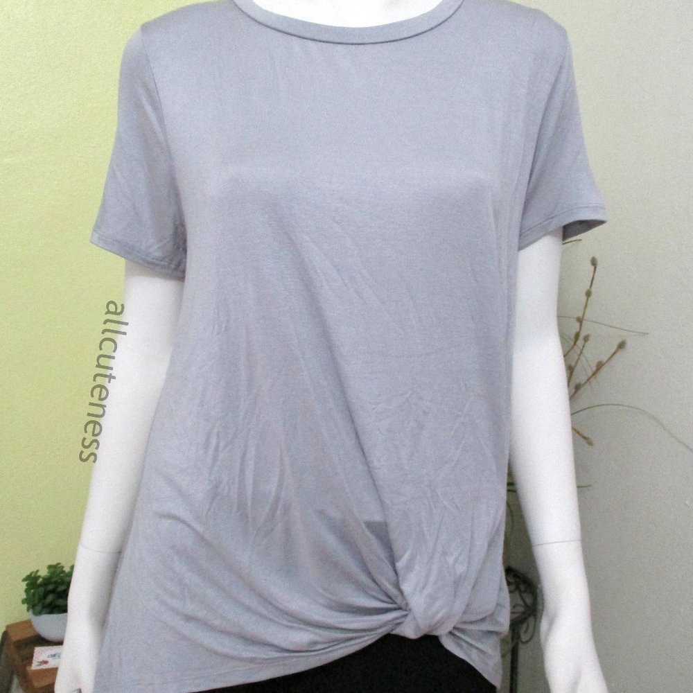 Plus Size Front Twist Short Sleeve T Shirt Size 1XL